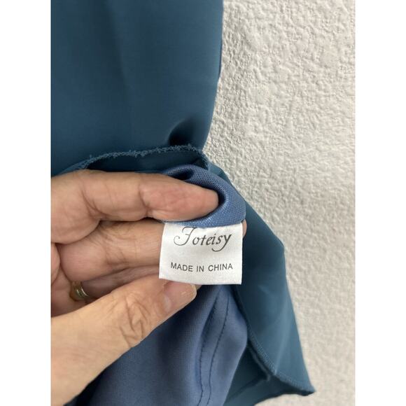 Foteisy Women's Romper Shorts Size‎ L Ruffle Front Adjustable Strap Teal Lined - Picture 8 of 16